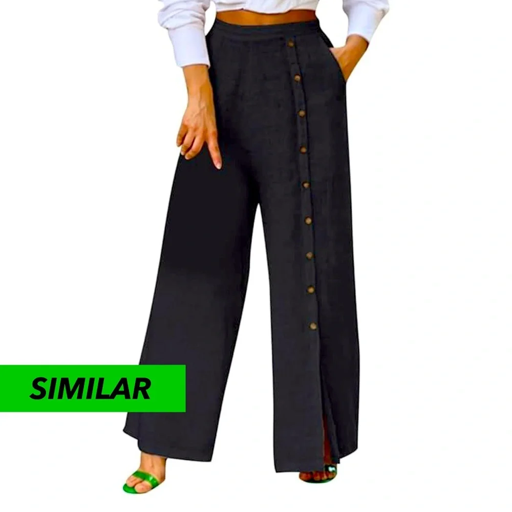 NWT - TOPSHOP Wide-Leg Button Accent Flowy Corporate Pants - Picture 1 of 7
